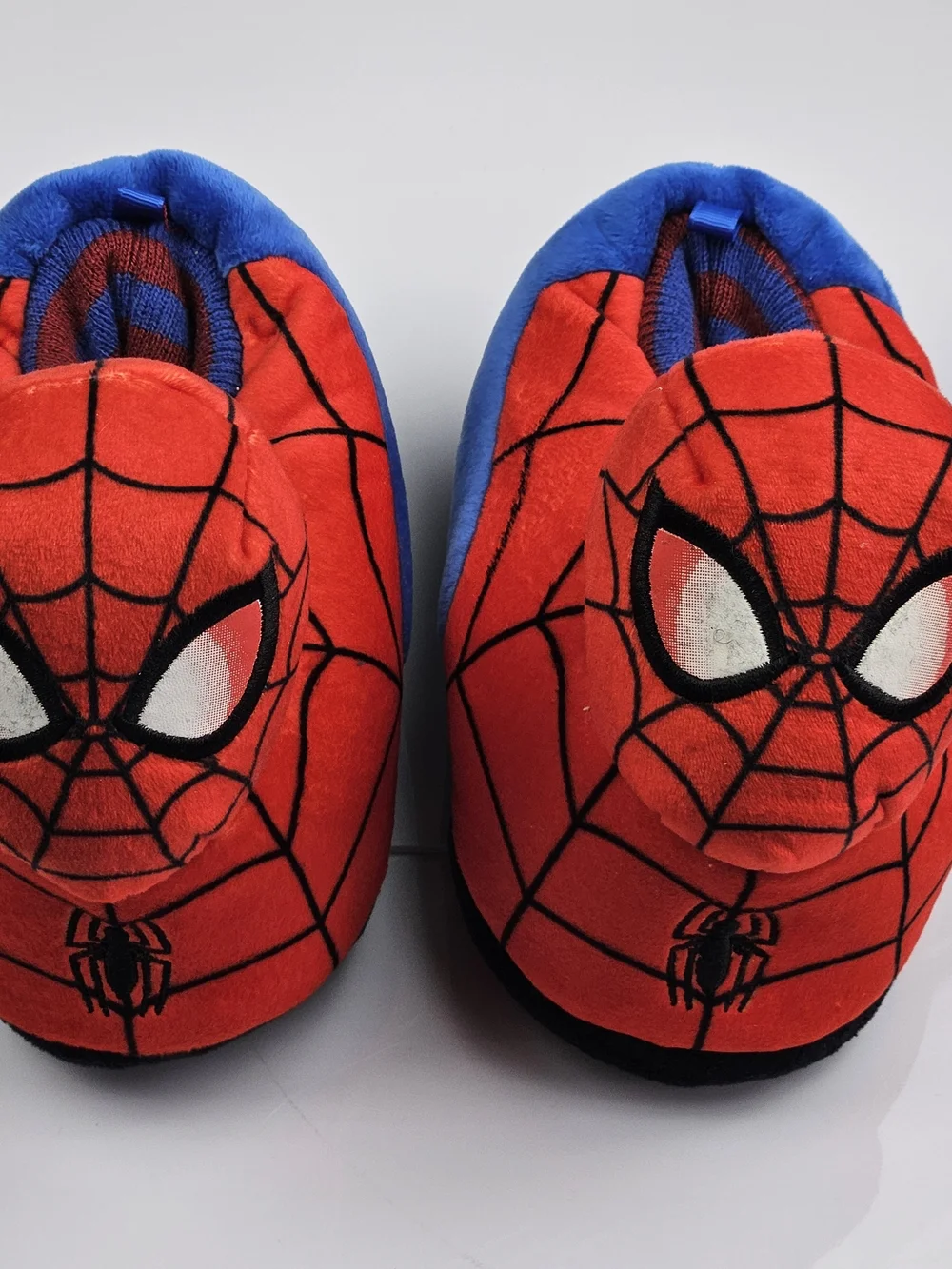 Marvel Child Spiderman Red & Blue Plush Slippers Size 11/12